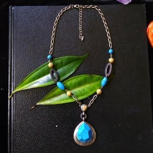 Lovely Gypsy Style blue bohemian pendant necklace.